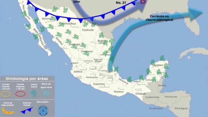 Frente frío 21 originará marcado descenso de temperatura