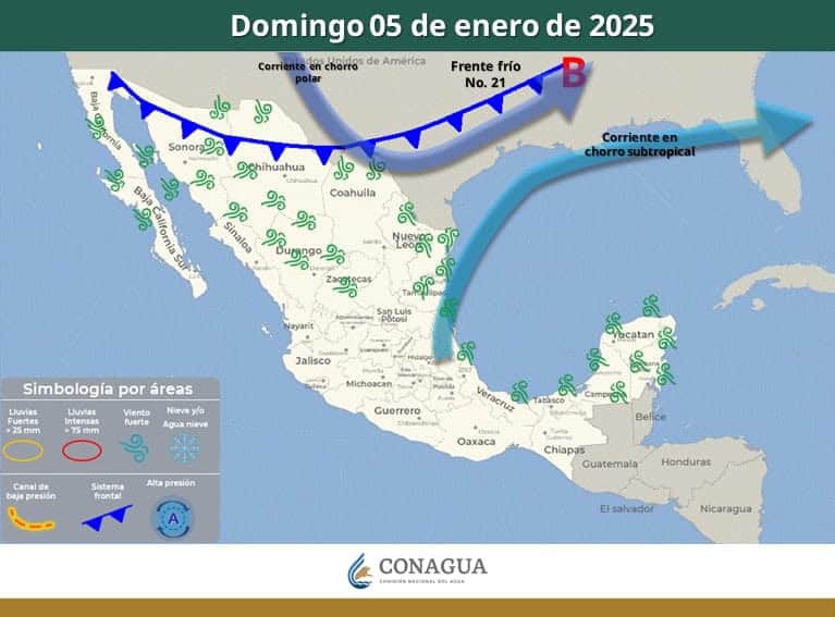 Frente frío 21 originará marcado descenso de temperatura