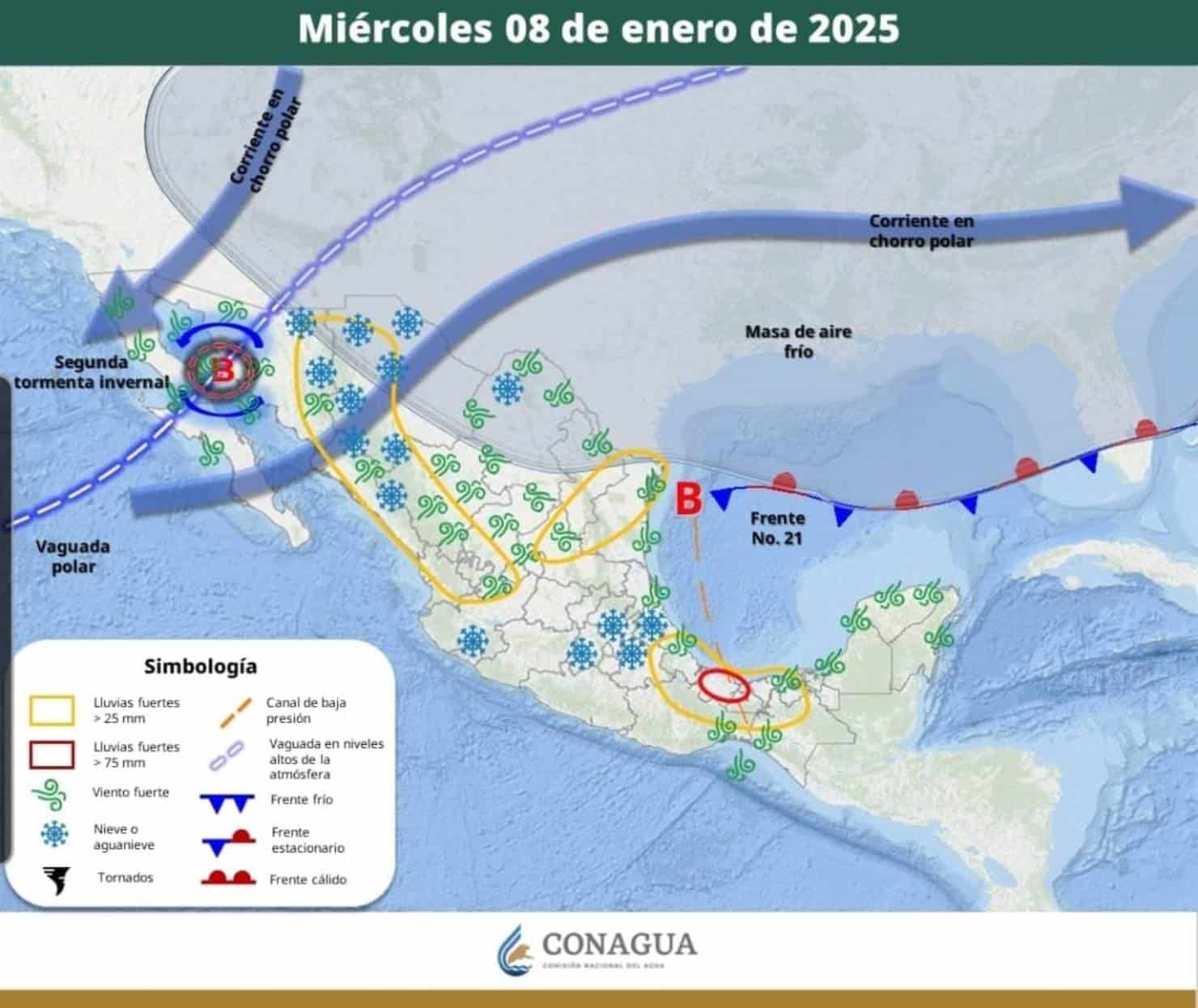 Este jueves con pronóstico de lluvias podría caer nieve y agua nieve en partes altas del estado, y se estima temperatura engelante en zonas urbanas.