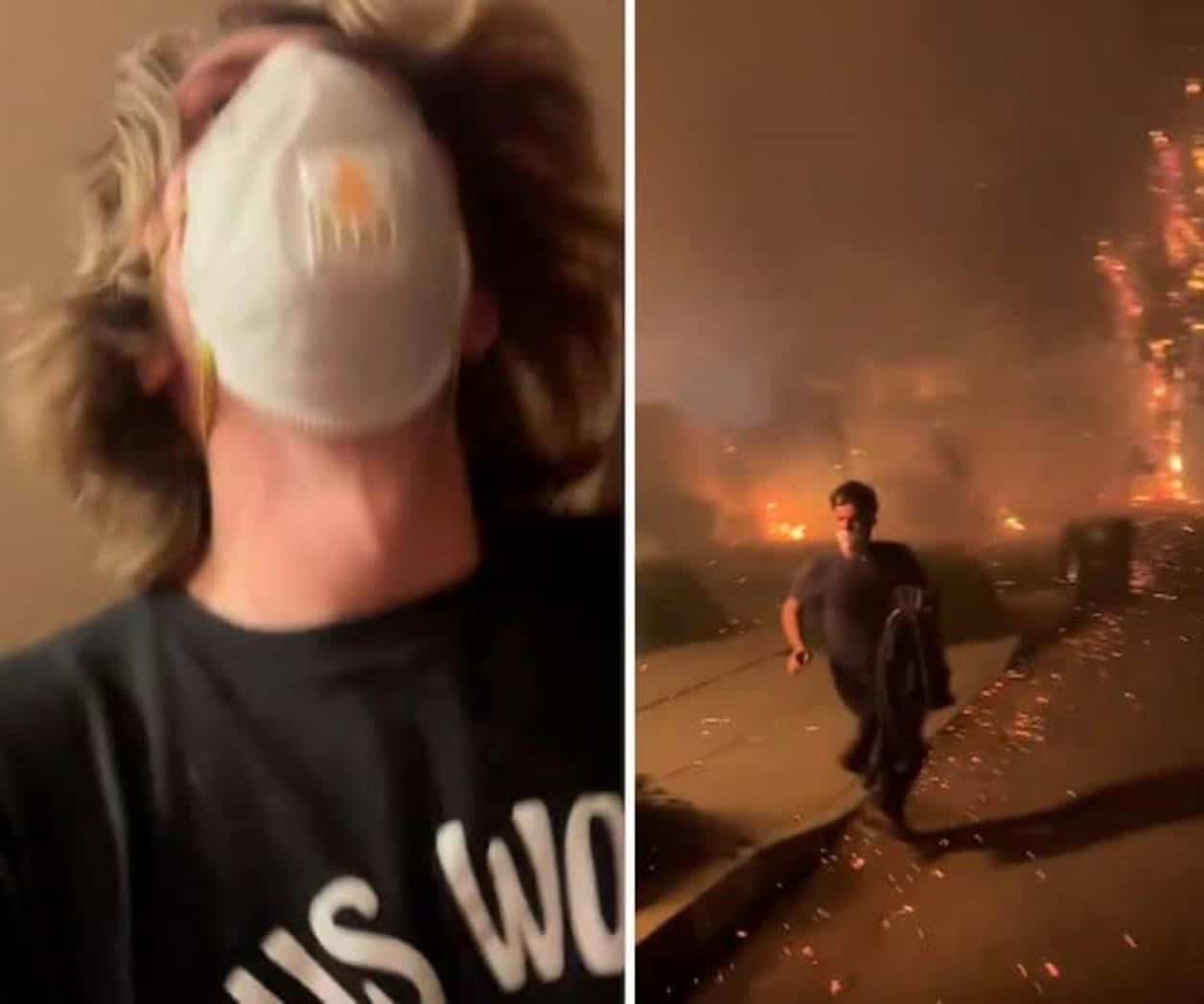 Jóvenes graban como escapan del incendio de Los Angeles