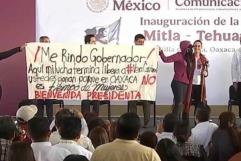 María Elena Ríos protesta en evento de Sheinbaum en Oaxaca