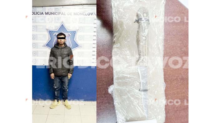 Amenaza a Policías armado con cuchillo