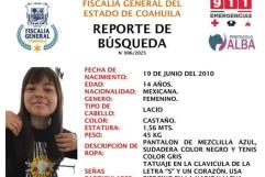 Activan búsqueda de menor desaparecida en Piedras Negras 