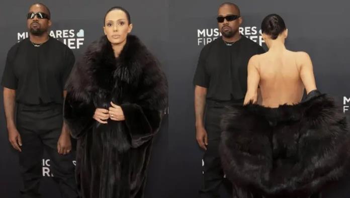 Kanye West y Bianca Censori desatan criticas por desnudez en su aparición en los Grammy