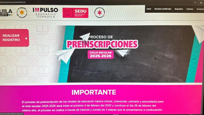 Inicia proceso de preinscripciones para primaria en Piedras Negras