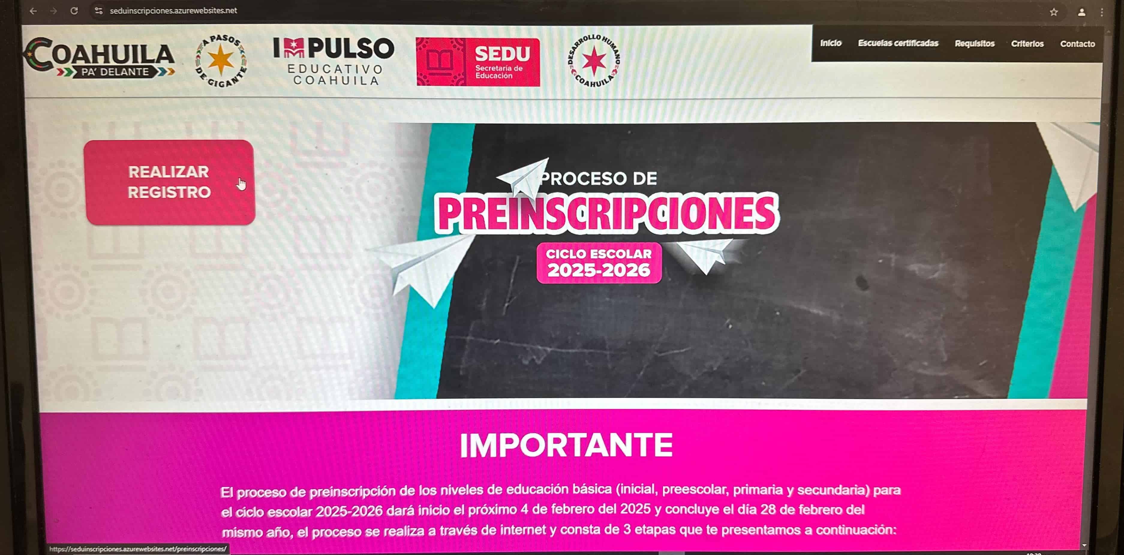 Inicia proceso de preinscripciones para primaria en Piedras Negras