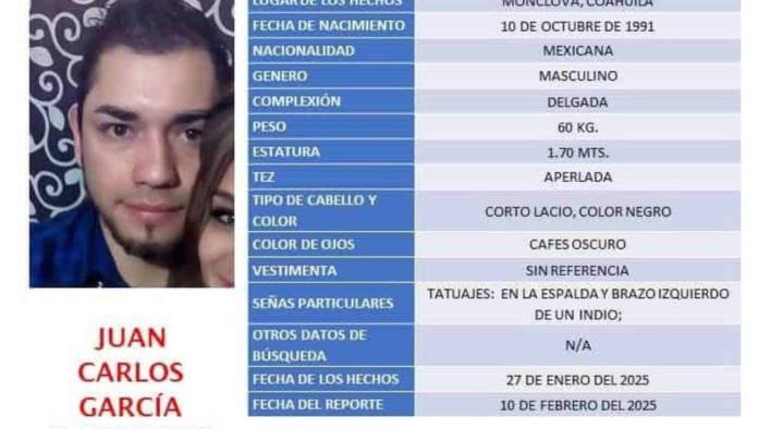 Urgente: Se Busca a Juan Carlos García Rodríguez, Desaparecido Desde el 27 de Enero