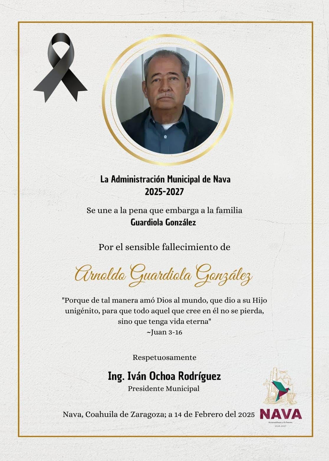 Fallece Arnoldo Guardiola González, exalcalde de Nava y destacado cronista