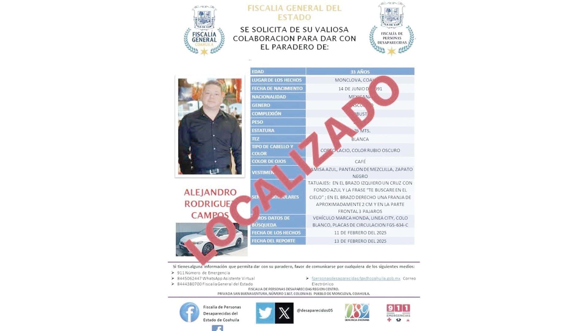 Localizan autoridades al porfesor Alejandro Rodriguez 