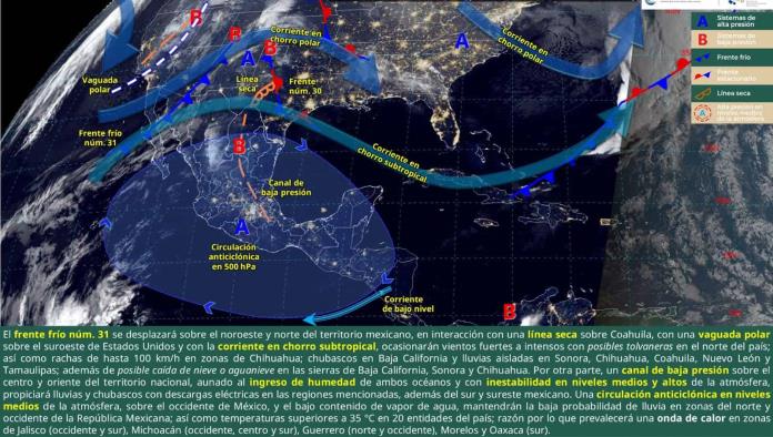 Frente Frío Núm. 31 traerá fuertes vientos a Coahuila