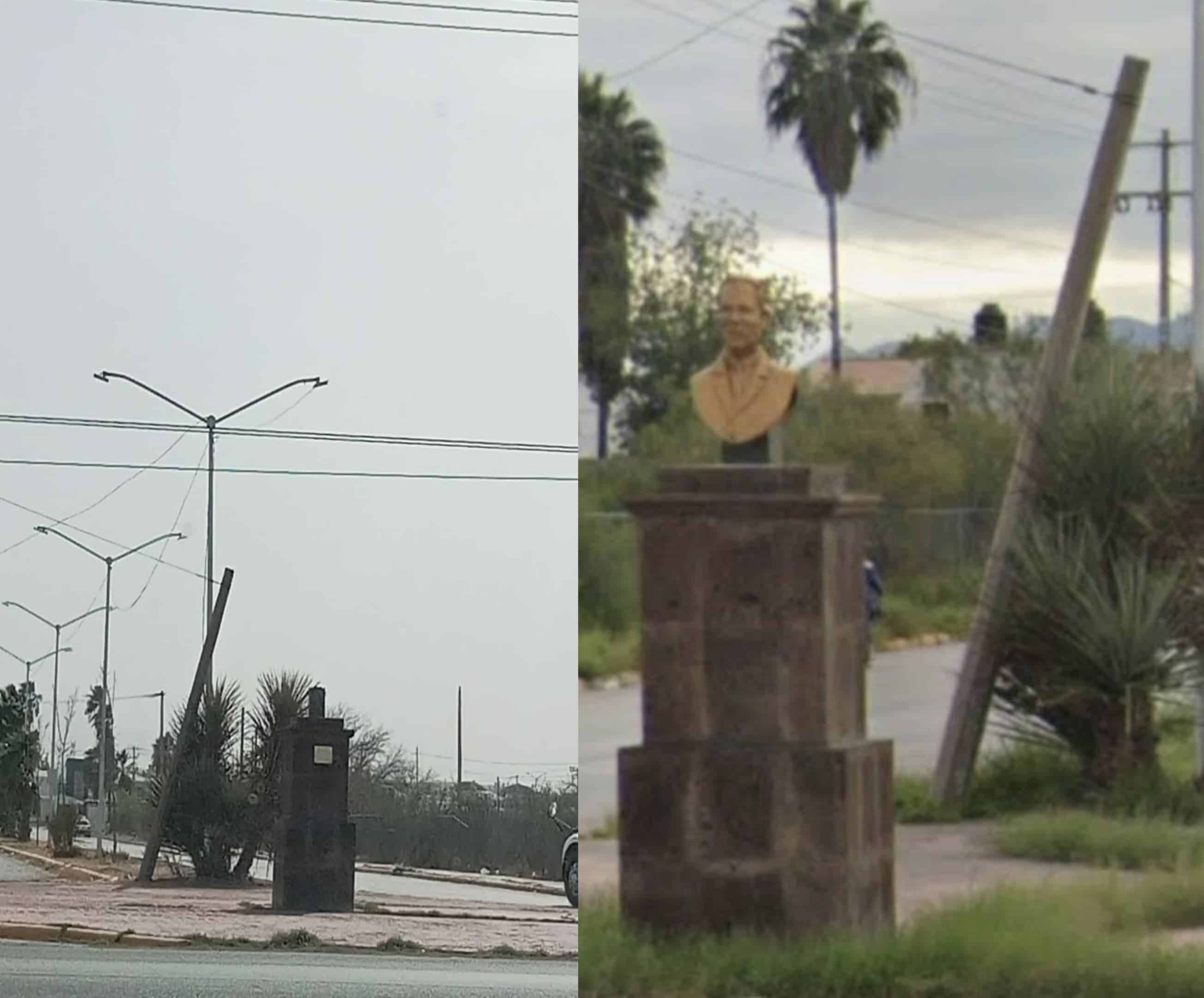 Roban busto de Lázaro Cárdenas de bulevar de la colonia Petrolera.