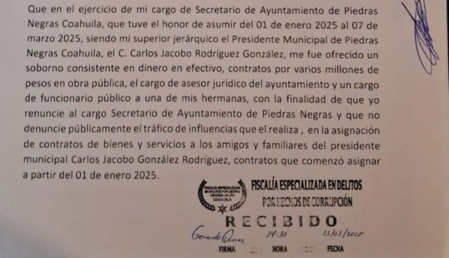 Denuncia Ignacio García al alcalde Jacobo Rodríguez