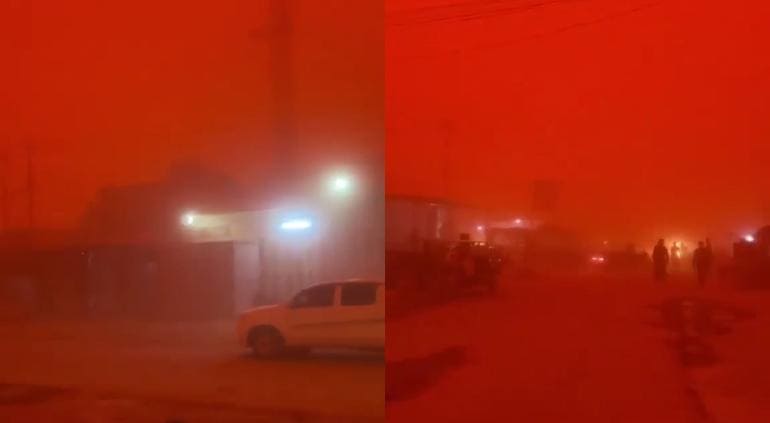 Tormenta de arena cubre Irak con cielo naranja; 2 mil hospitalizados y clases suspendidas