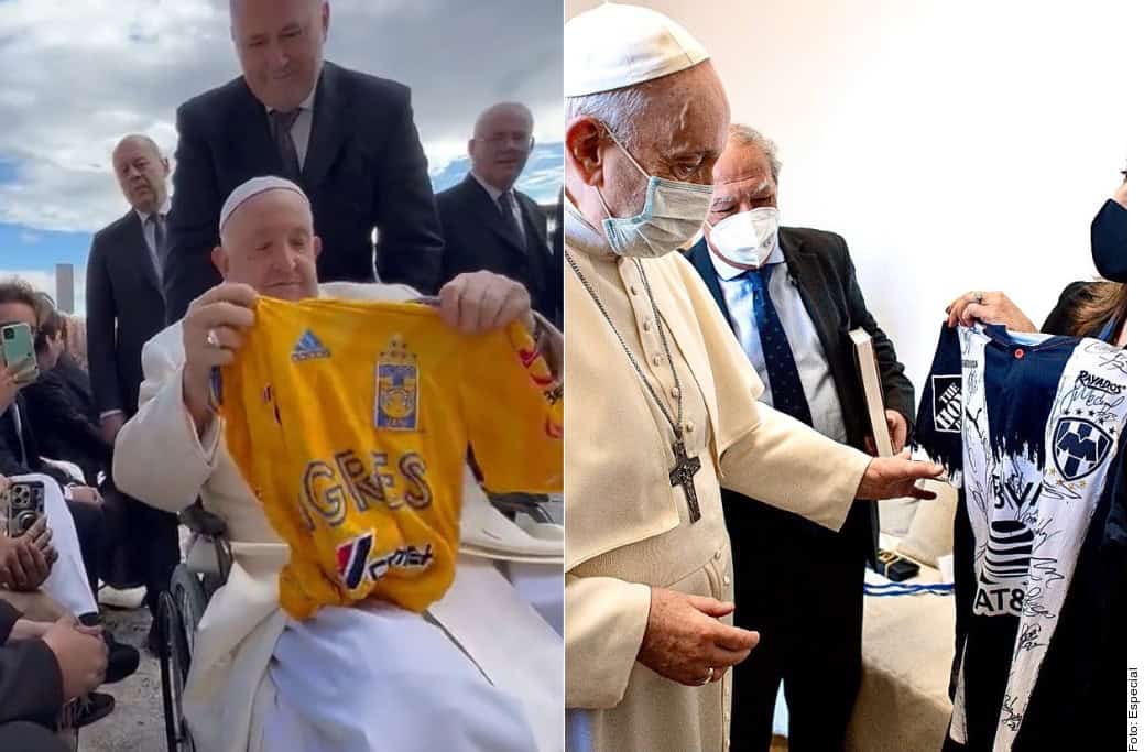 El Papa que recibió las playeras de Tigres y Rayados 