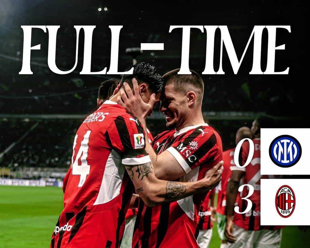 AC Milan de Santi Giménez ELIMINA al Inter y va a la final de la Copa Italia 2025