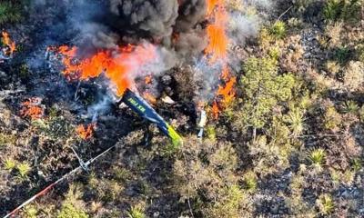 Sobreviven brigadistas a desplome de helicóptero