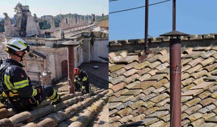 El Vaticano instala la chimenea que anunciará la elección del nuevo Papa