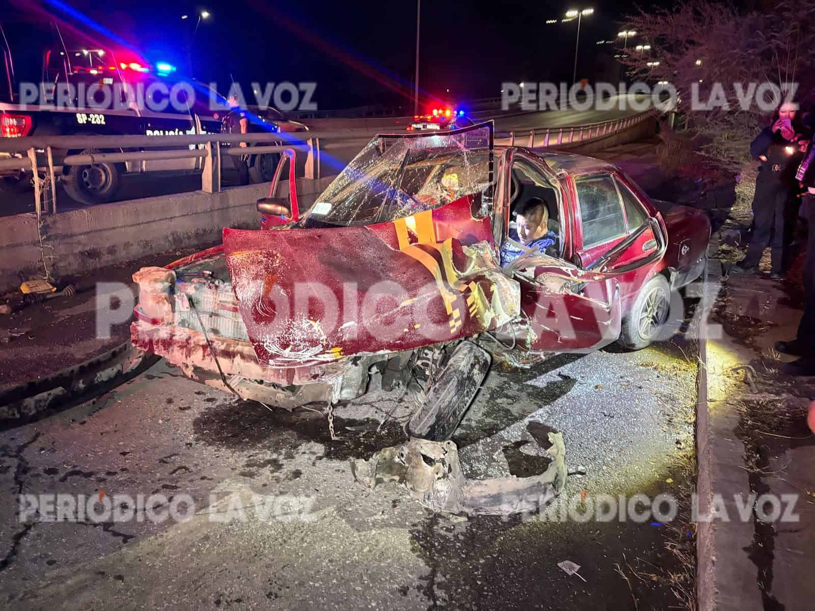 Erick Gerardo García Ruiz quedó prensado entre los fierros de su auto.