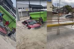 A falta de autoridades, ciudadanos rescatan a conductores arrastrados por corrientes