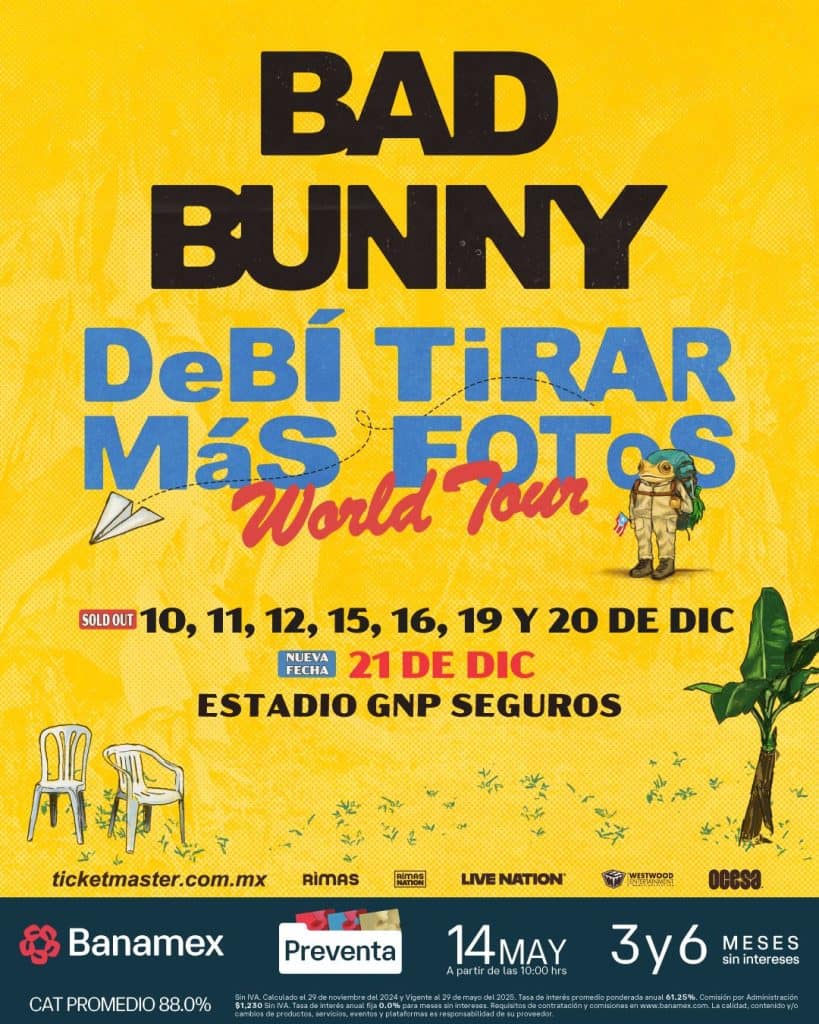 Reventa para Bad Bunny alcanza hasta los 56 MIL PESOS tras agotar ocho fechas en CDMX
