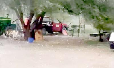 Daños leves tras fuerte tormenta eléctrica y granizada en Múzquiz; Protección Civil alerta