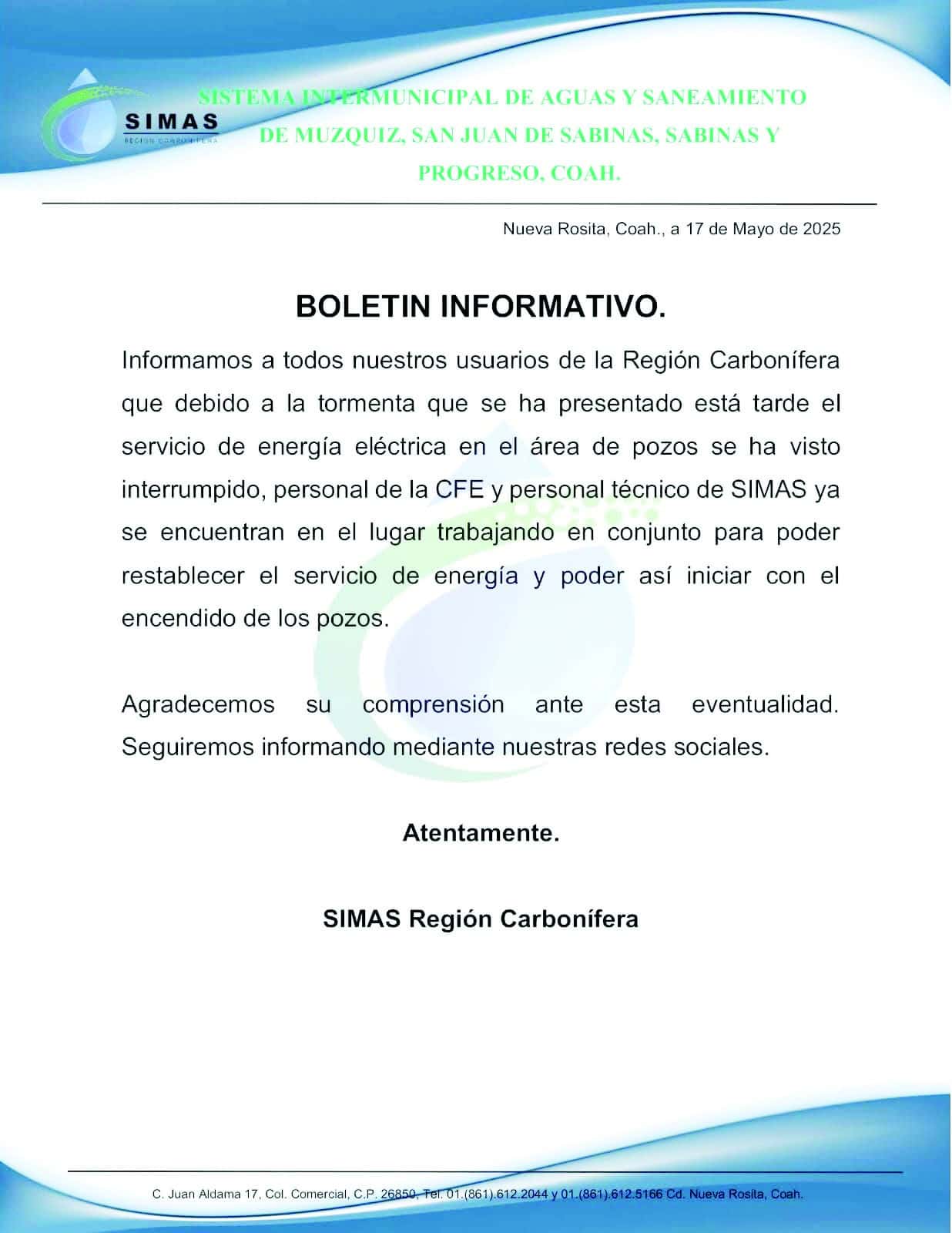 Sin agua más de 50 mil usuarios Sin agua más de 50 mil usuarios