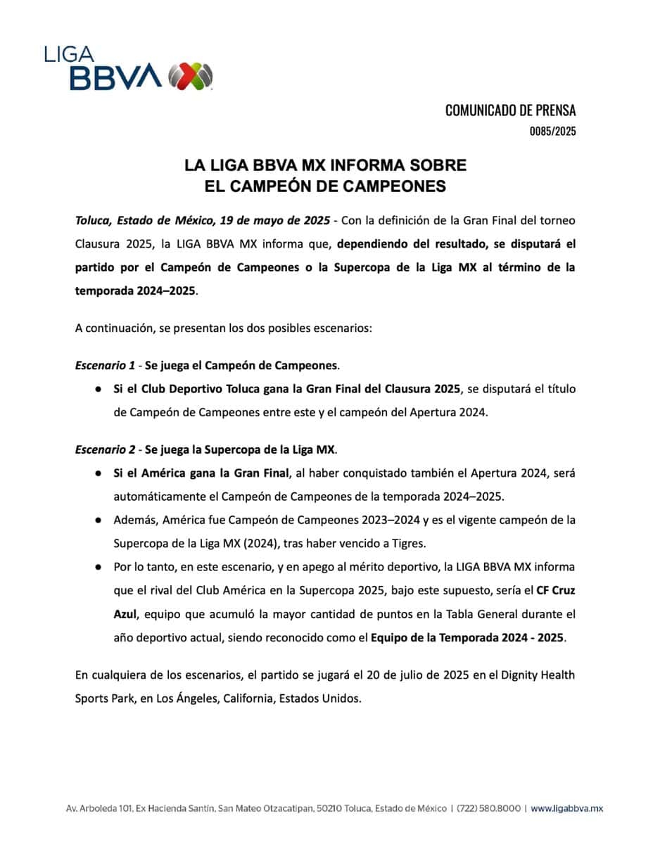 Liga MX anuncia el Campeón de Campeones 2025 ¿Quiénes lo jugarían?