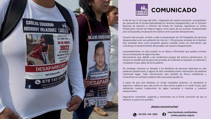 Familiares de desaparecidos realizan jornada de búsqueda en penal de Piedras Negras