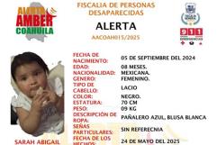 Activan Alerta Amber por desaparición de bebé en Piedras Negras