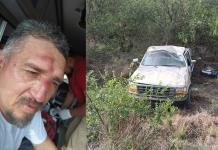 Termina volcado en la carretera 57 por tomar café al volante