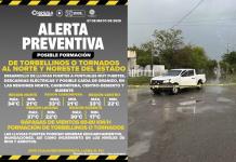 Emiten ALERTA por posible formación de TORNADOS en la región norte de Coahuila