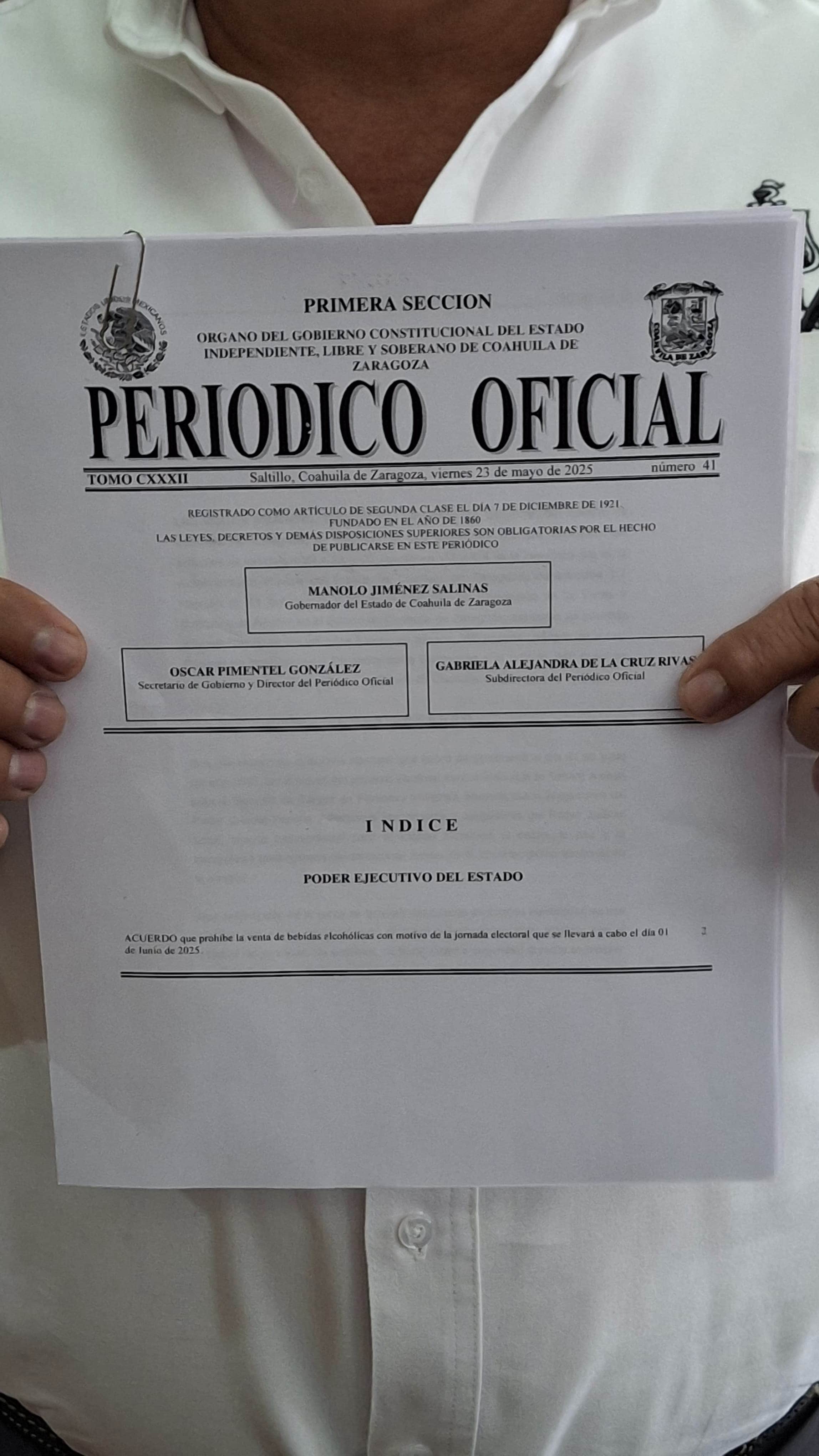 Confirman ley seca en Monclova por jornada electoral del 1 de junio