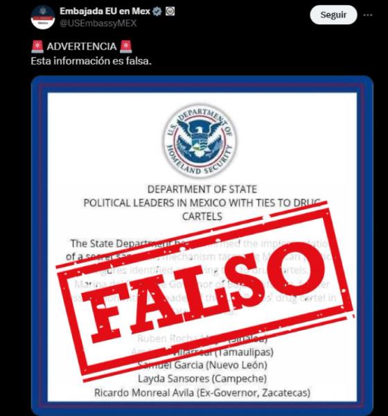 Embajada desmiente lista de políticos mexicanos investigados