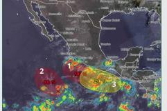SMN alerta por tres zonas de baja presión con potencial ciclónico