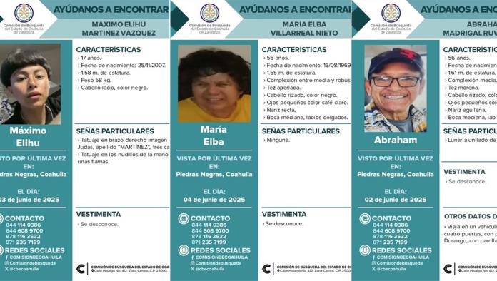 Activan búsqueda en Piedras Negras por la desaparición de tres personas