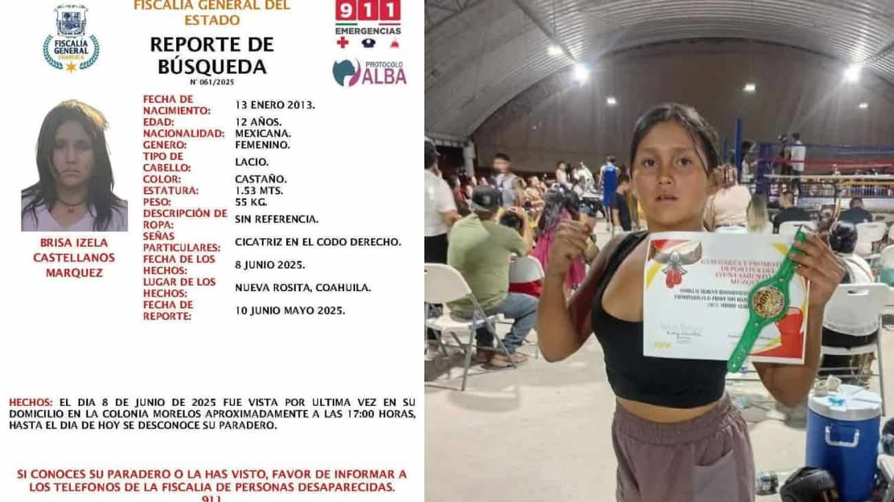 Buscan a Brisa Izela Castellanos; Menor desaparecida en Nueva Rosita