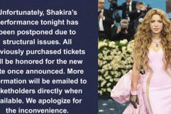 Shakira pospone concierto en San Antonio por fallas estructurales en el Alamodome
