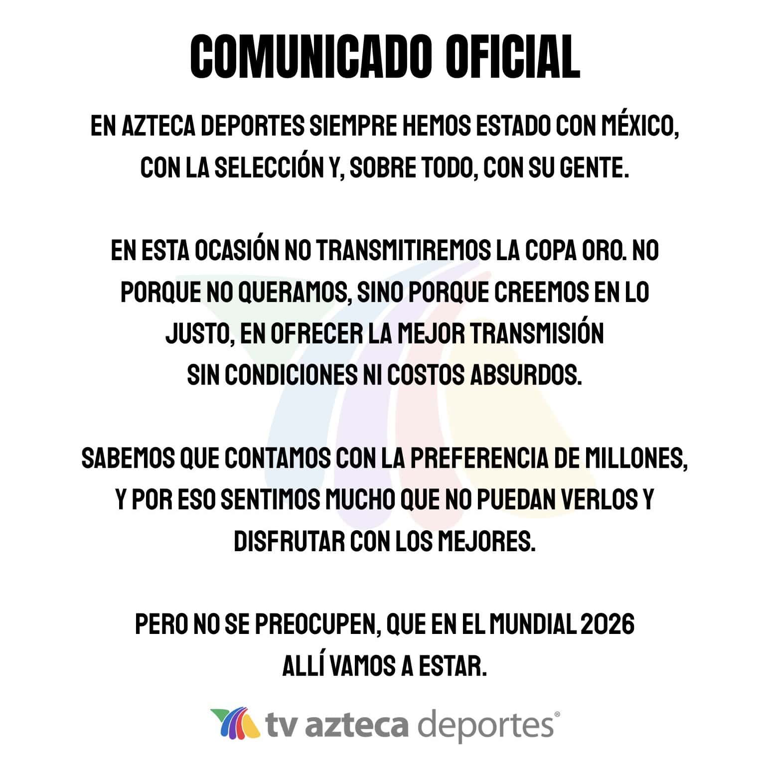 TV Azteca se baja de la Copa Oro: No aceptamos precios absurdos