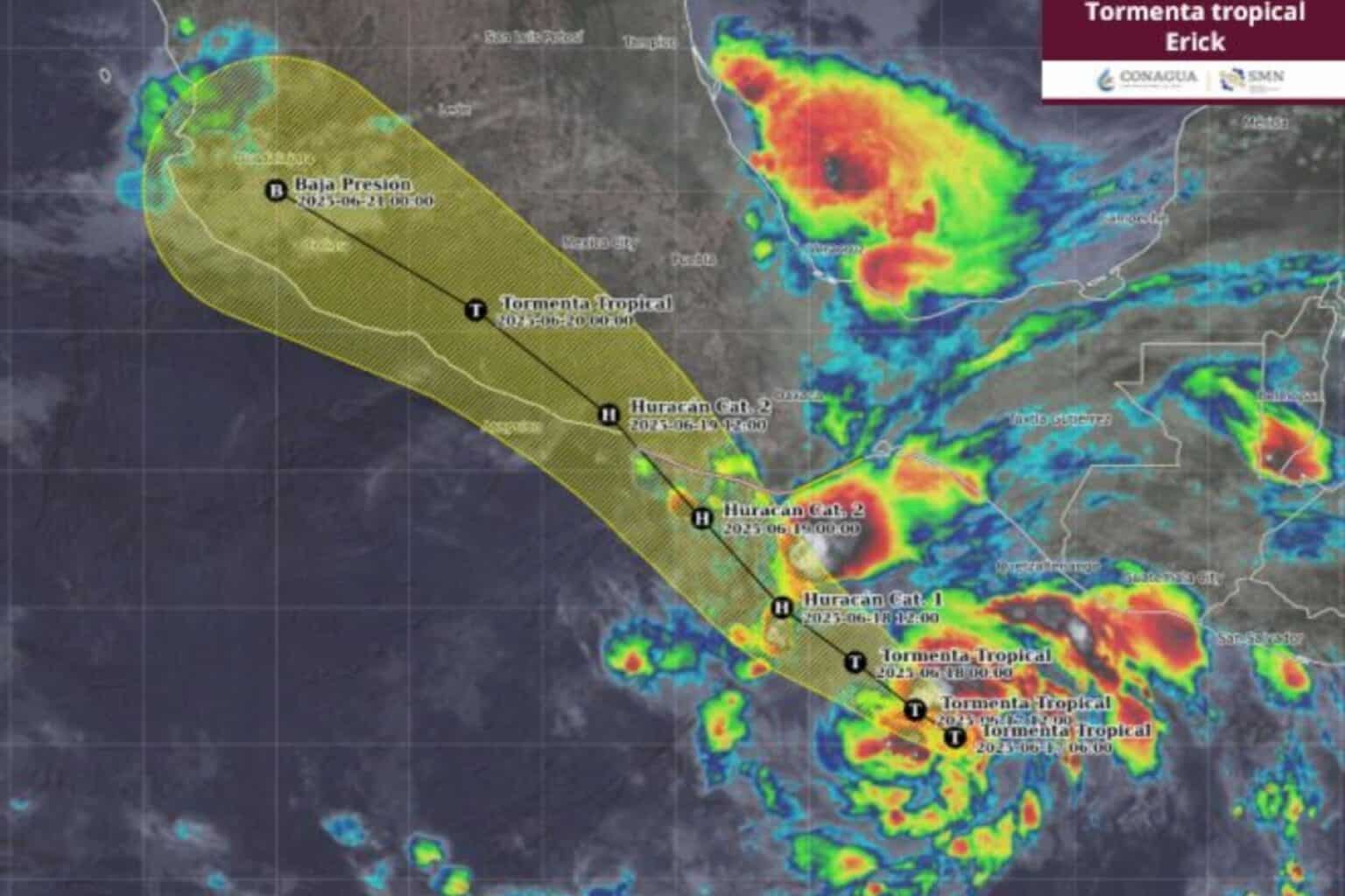 Llega el Huracán Erick; Protección Civil emite alerta en dos estados