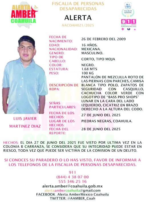 Desaparece menor activan Alerta Amber