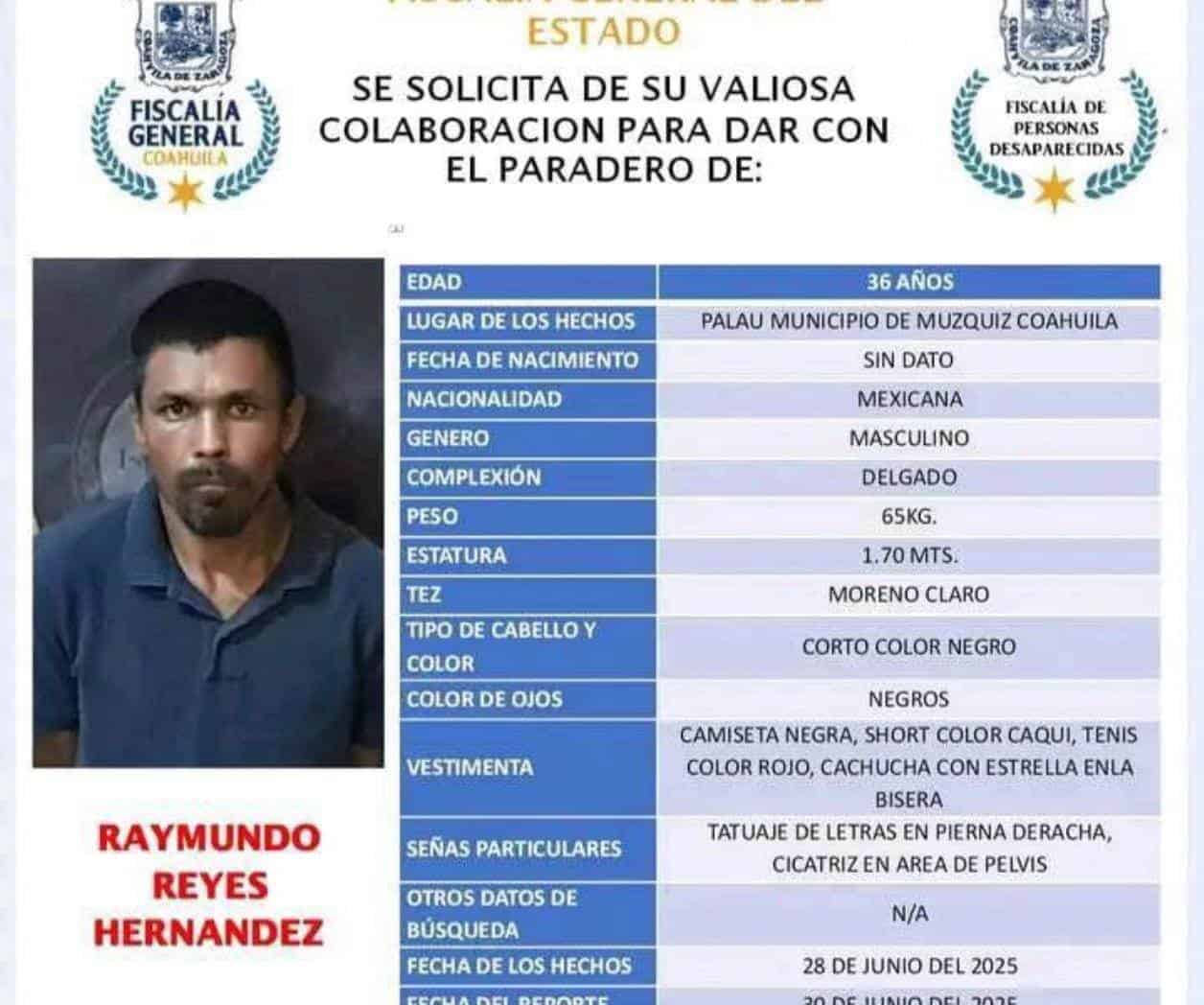 Desesperada búsqueda de Raymundo Reyes Hernández en Palaú