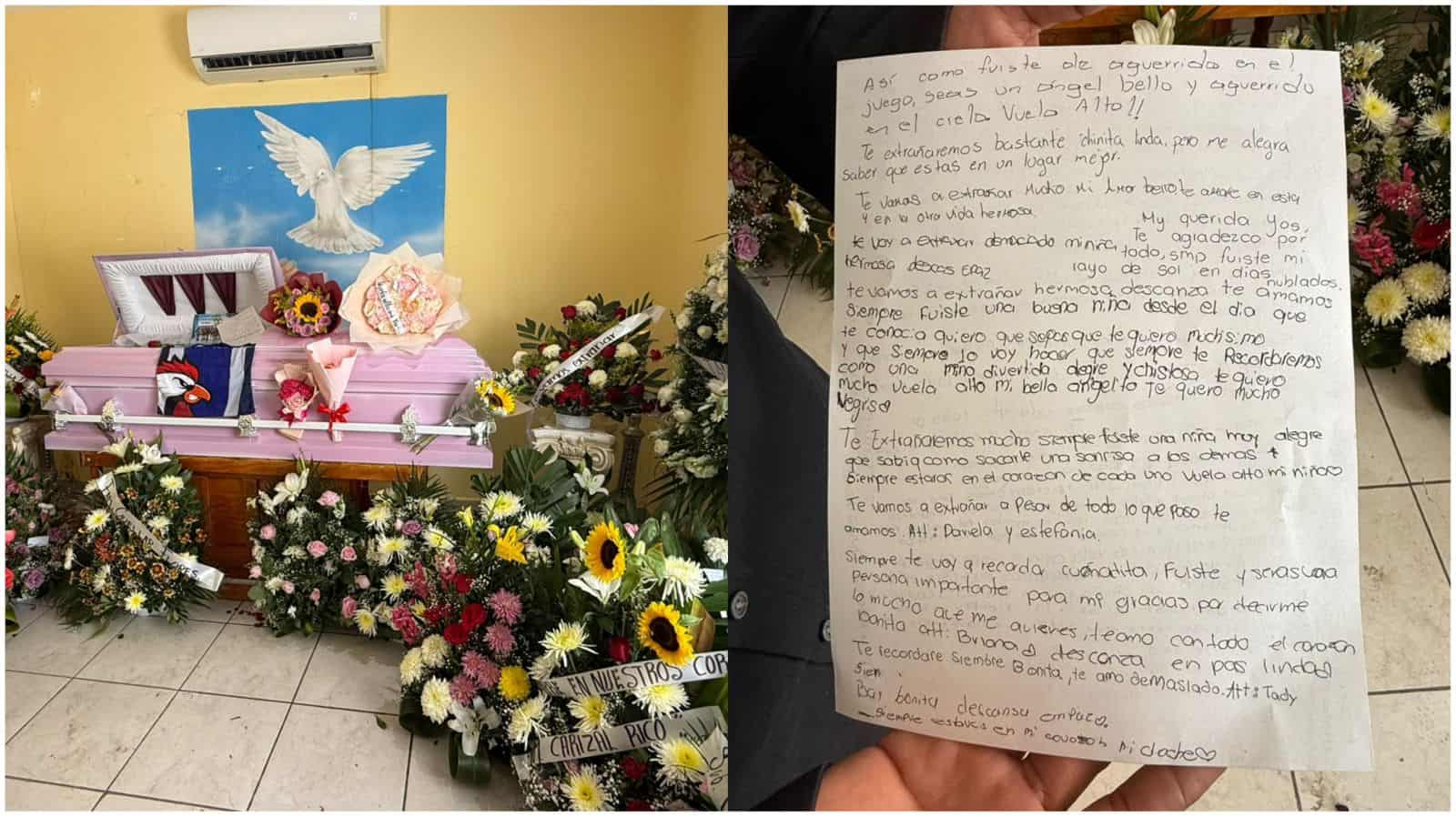 Con un ataúd rosa y cartas de amor, despiden a Joselyn Perales