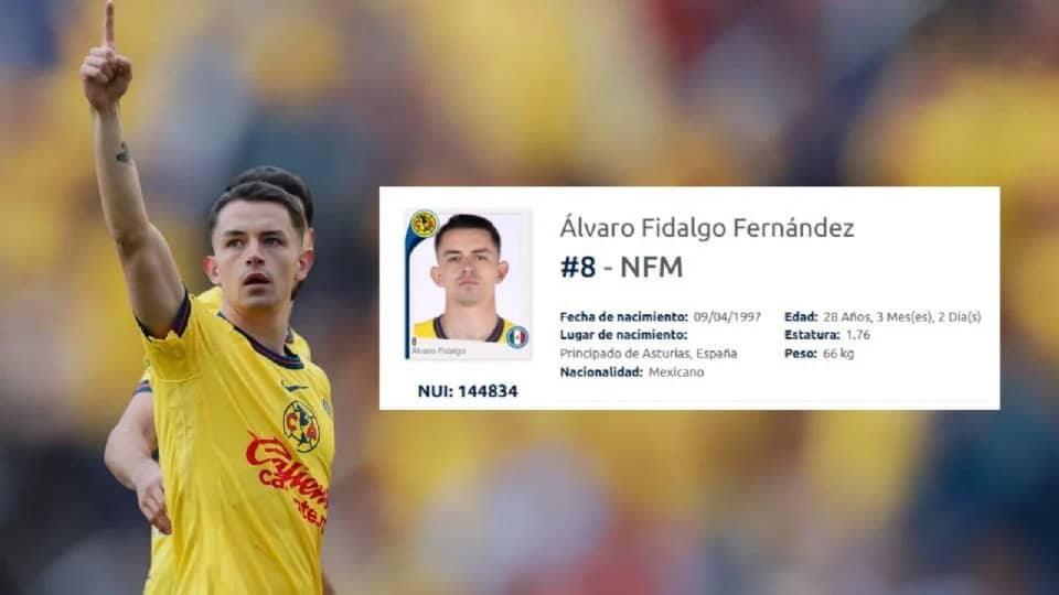 Club América registra a Álvaro Fidalgo como jugador nacional