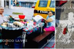 Vecinos despiden a Doña Lupe con veladora y cruz de cal en el lugar del accidente