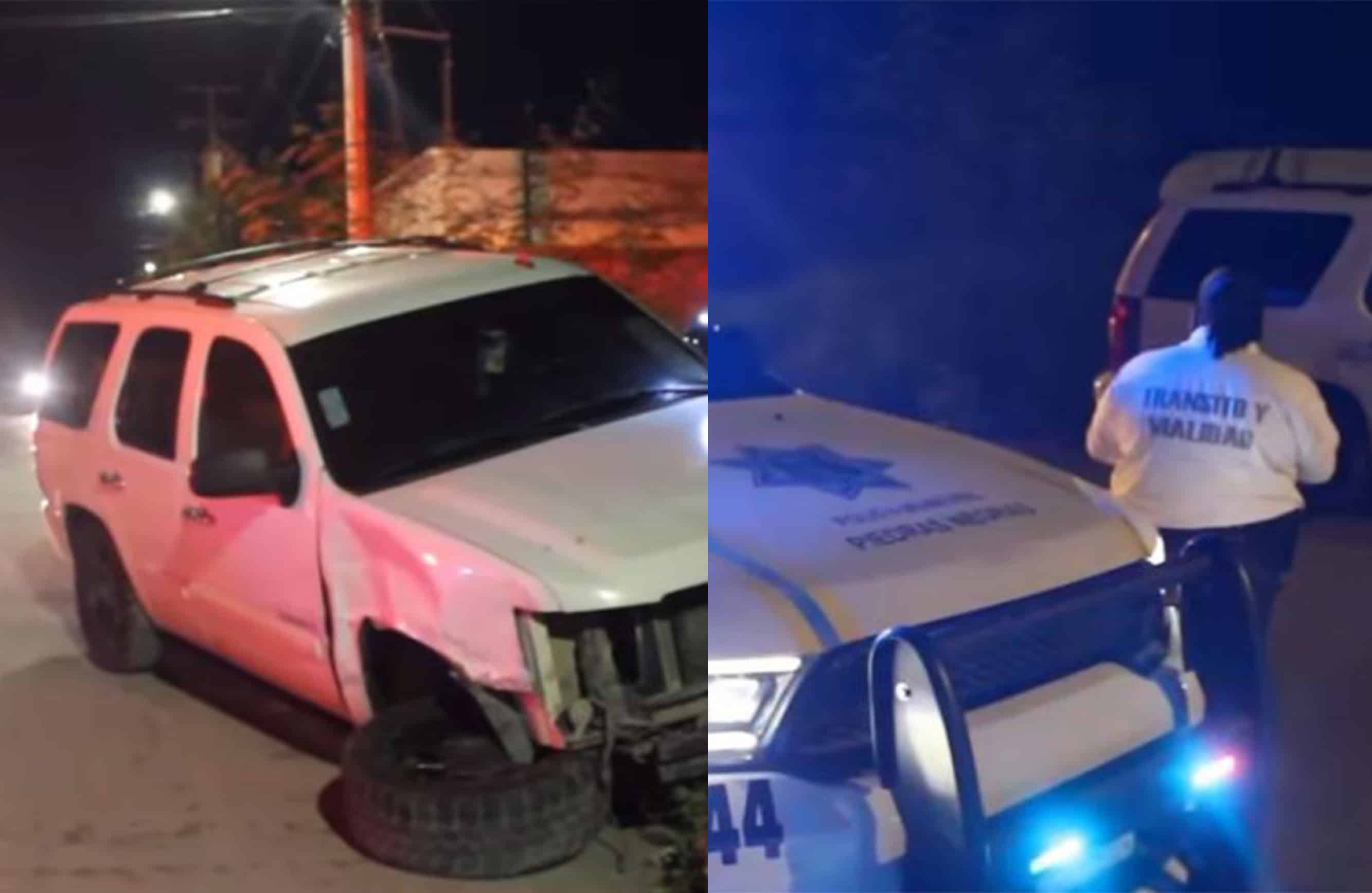 Abandonan camioneta tras chocar cinco autos en colonia Colinas