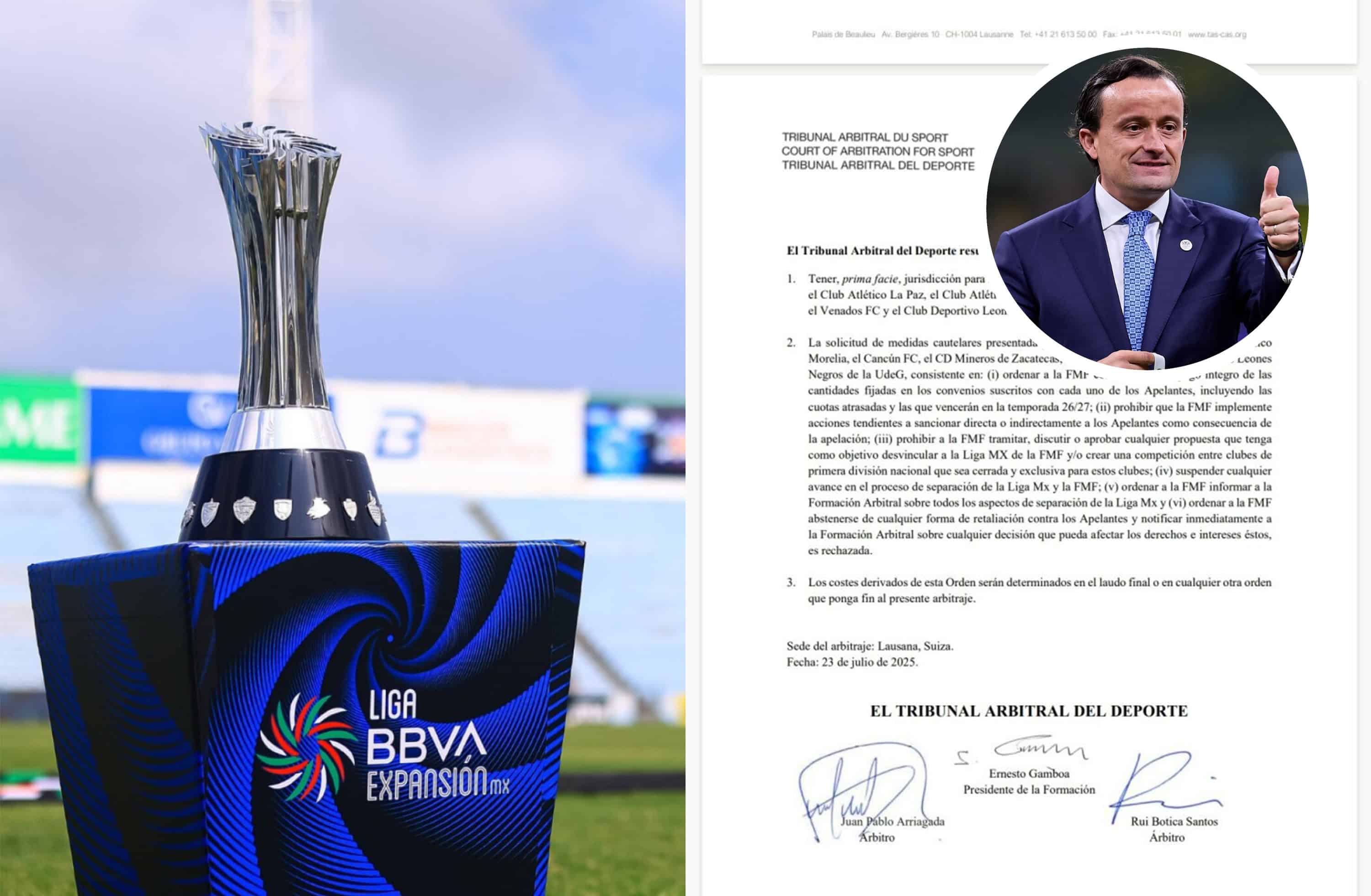 Decisión mixta del TAS en conflicto entre clubes de Liga Expansión y FMF