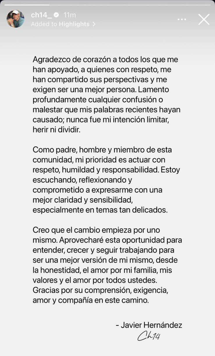 Javier Chicharito Hernández se Disculpa por Comentarios Polémicos