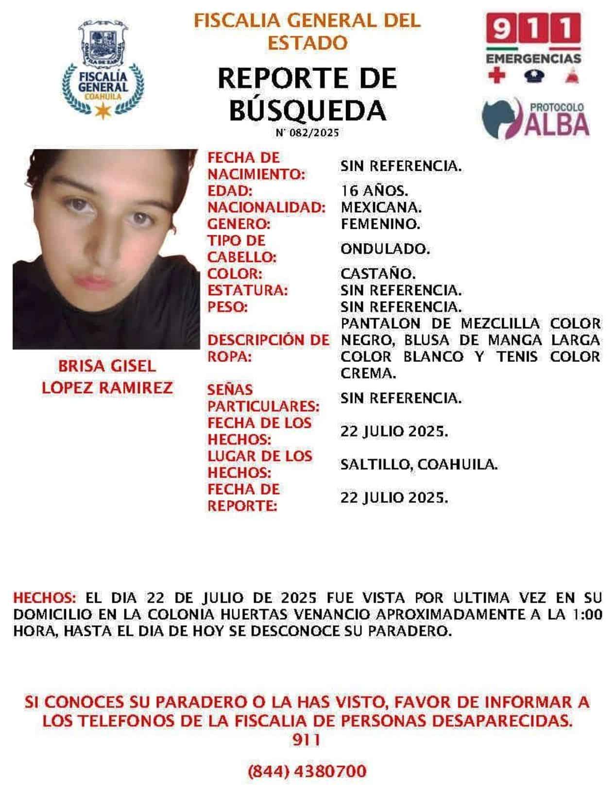 Desaparecen adolescente y dos adultos mayores en Saltillo