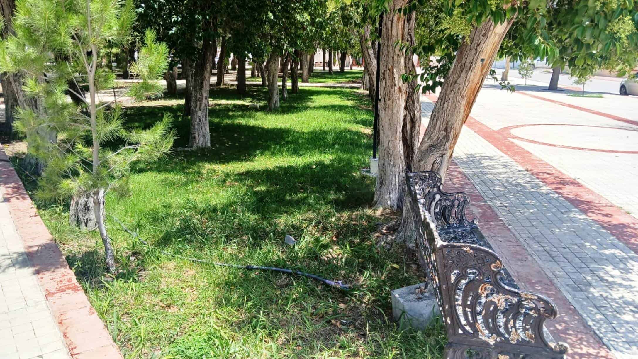 Vecinos molestos por falta de mantenimiento en Plaza de Armas de Arteaga