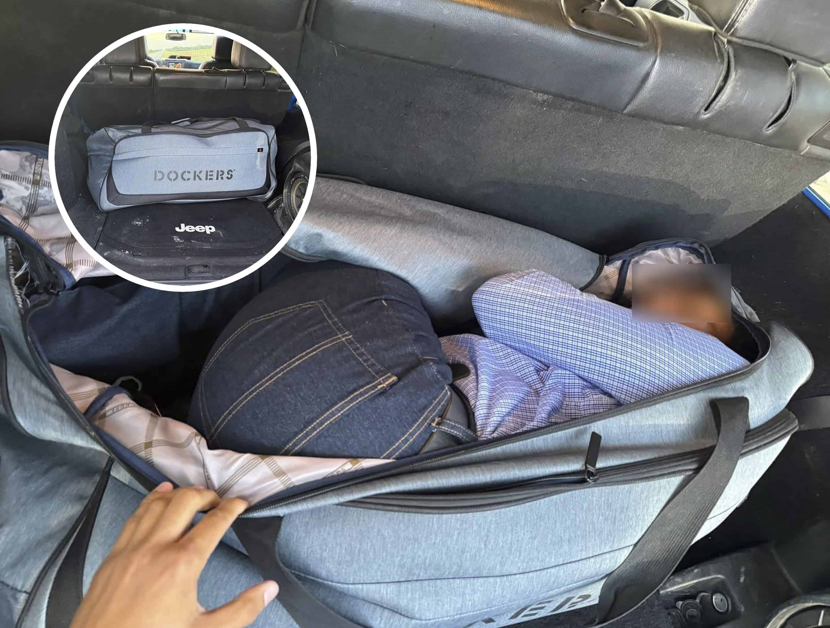 Sorprenden a conductor  en Texas con migrante; iba oculto en una mochila